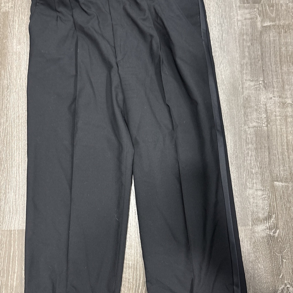 VTG 70s Wool Dress Pants With Suspenders Side Belt Talon Zipper Adjustable 38x31 - Picture 7 of 16
